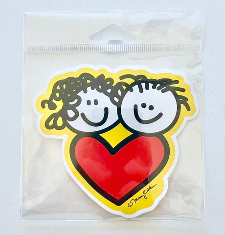 Giant Sticker Faces Couple Heart Love