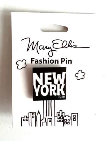 New York Graphic Text Enamel Pin