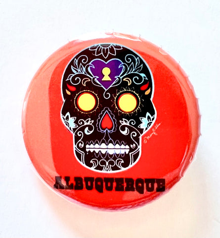Albuquerque Sugar Skull Button