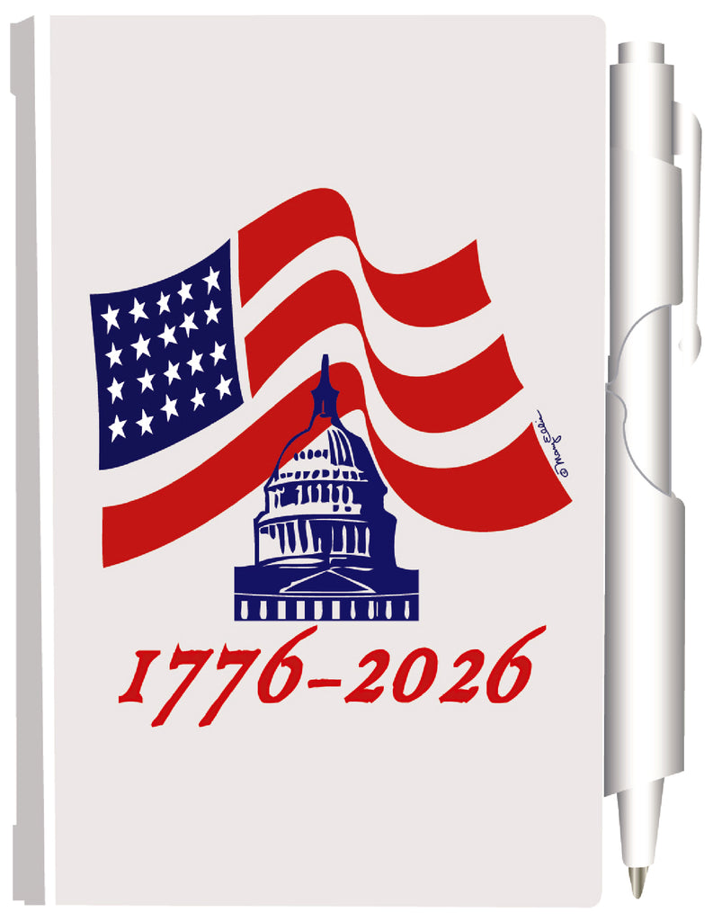America 250 Birthday Mini Notebook Pen Set Memo Pad Patriotic Flag