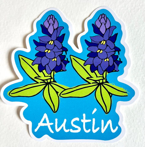 Austin Texas Sticker Bluebonnets Flowers