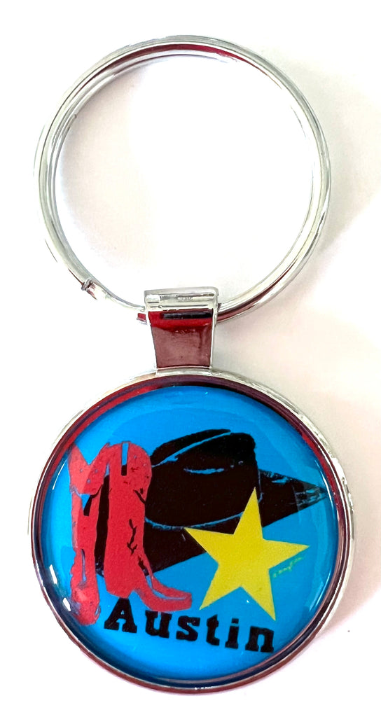 Austin Texas Keychain Boots Cowboy Hat