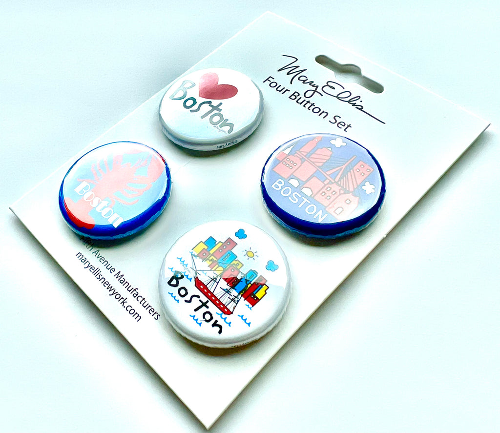 Boston Set of 4 Mini Buttons