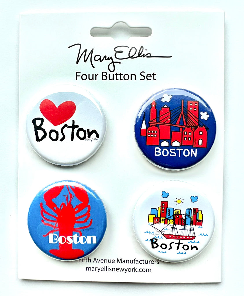 Boston Set of 4 Mini Buttons