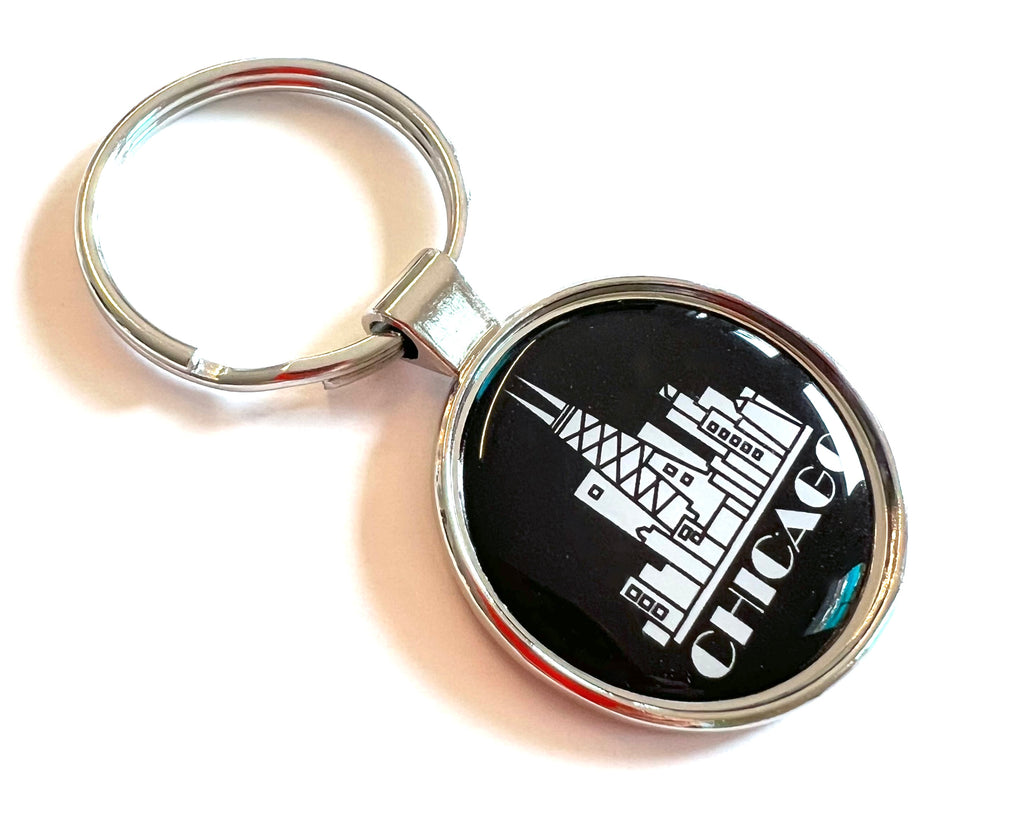 Chicago Keychain Skyline Black