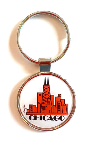 Chicago Keychain Skyline Red