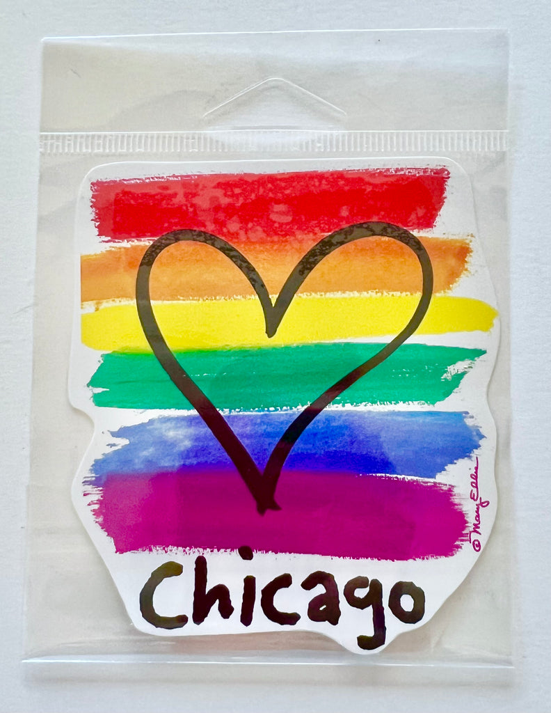 Chicago Rainbow Heart Pride Sticker