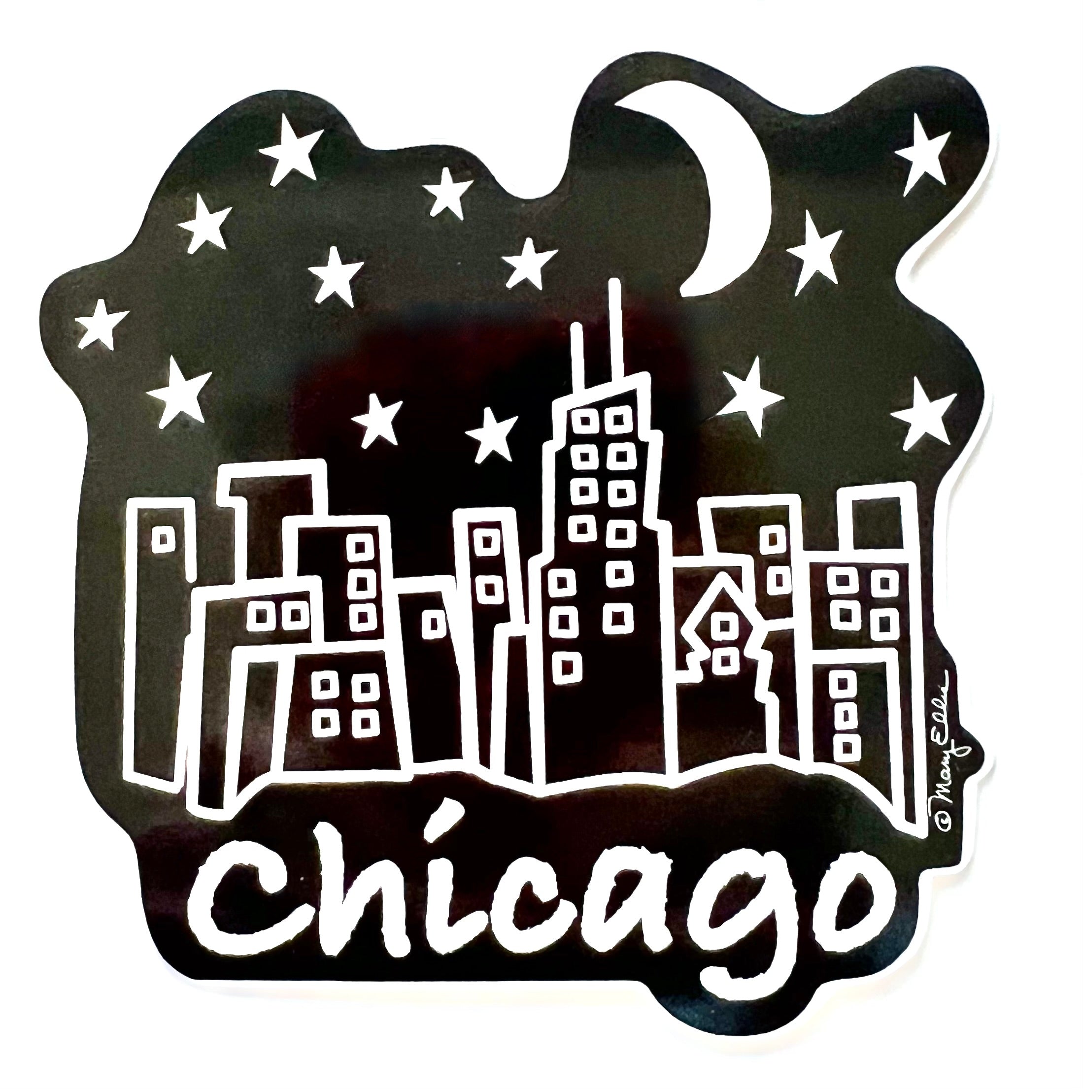 Chicago Window Sticker Chicago Night Skyline Giant Sticker - Fifth Avenue Manufacturers
