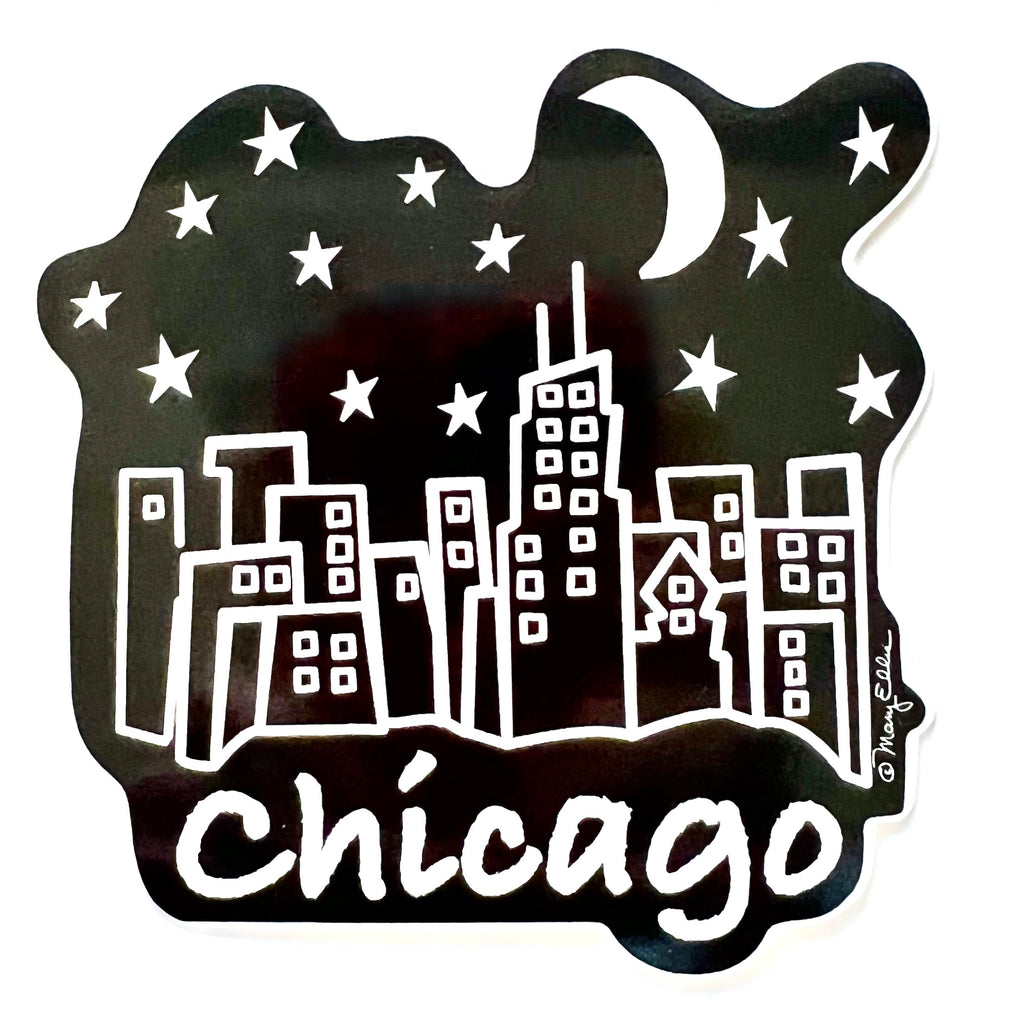 Chicago Night Skyline Giant Sticker
