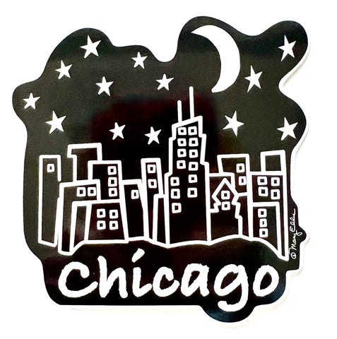 Chicago Night Skyline Giant Sticker