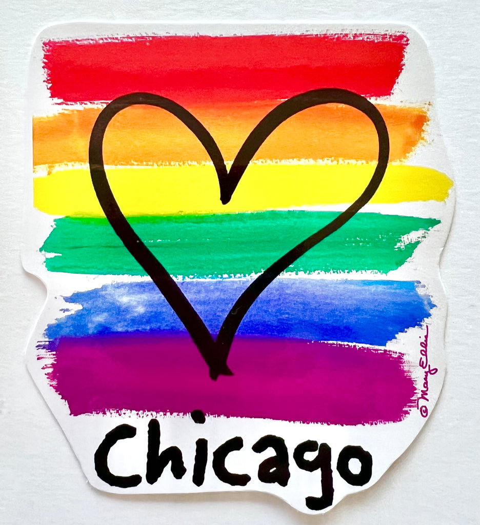 Chicago Rainbow Heart Pride Sticker