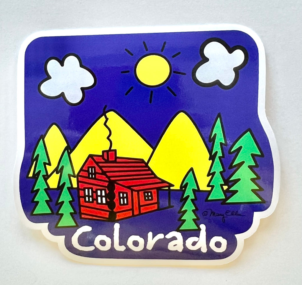 Colorado Sticker Cabin Mountains