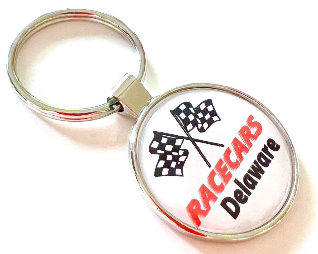 Delaware Race Car Flags Keychain