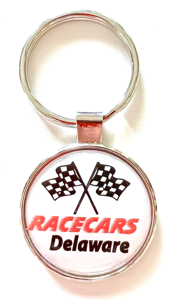 Delaware Race Car Flags Keychain