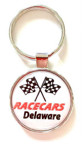 Delaware Race Car Flags Keychain