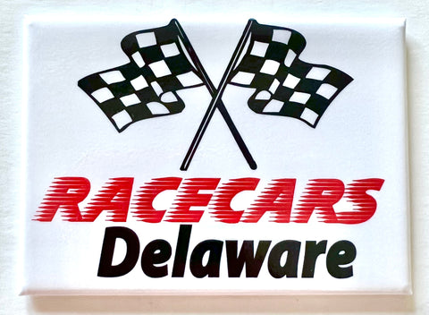 Delaware Racecars Checkered Flags Magnet
