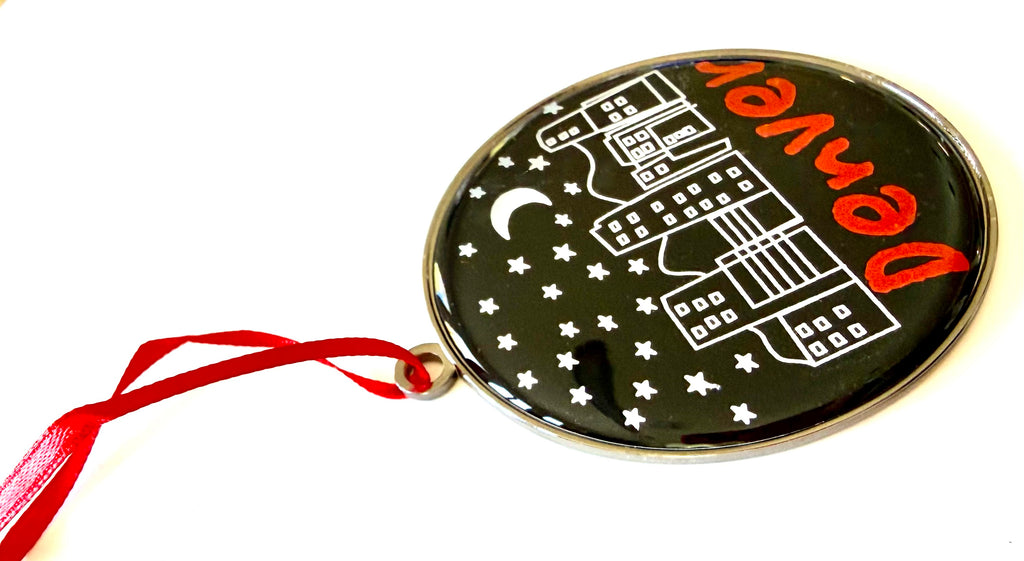 Denver Christmas Ornament Night Skyline