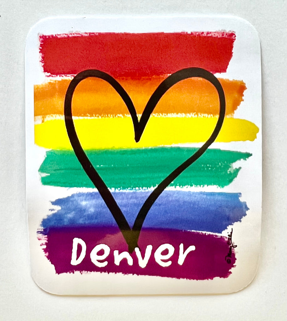 Denver Sticker Colorado Pride Rainbow Heart