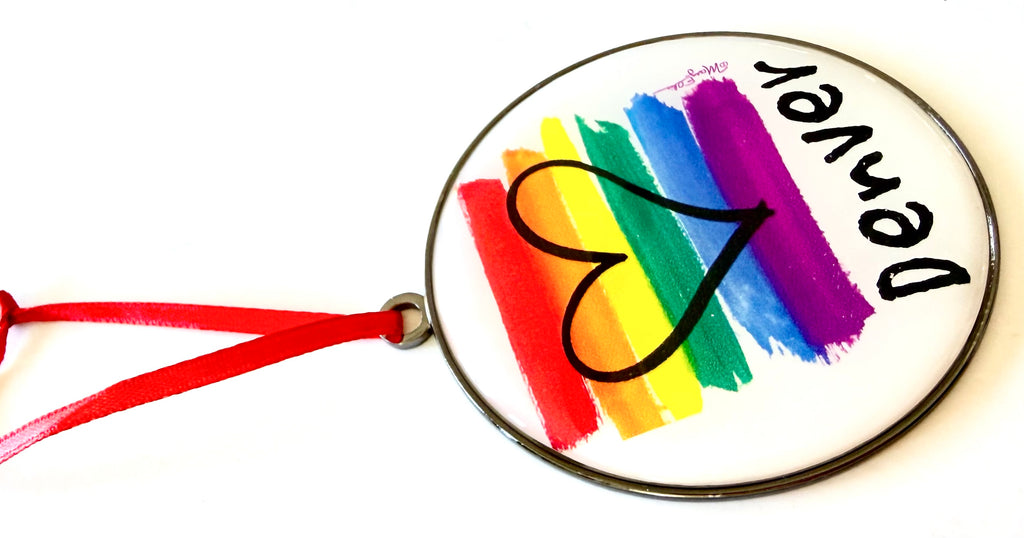 Denver Christmas Ornament Rainbow Pride Heart