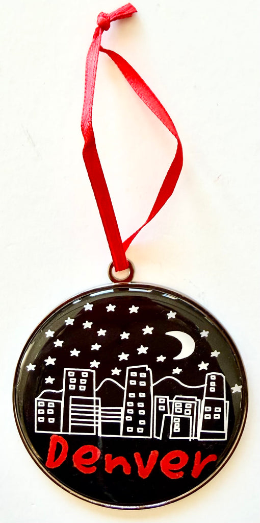 Denver Christmas Ornament Night Skyline