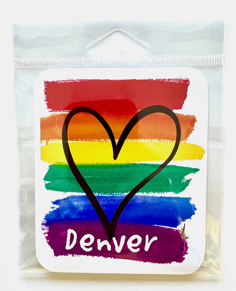 Denver Sticker Colorado Pride Rainbow Heart