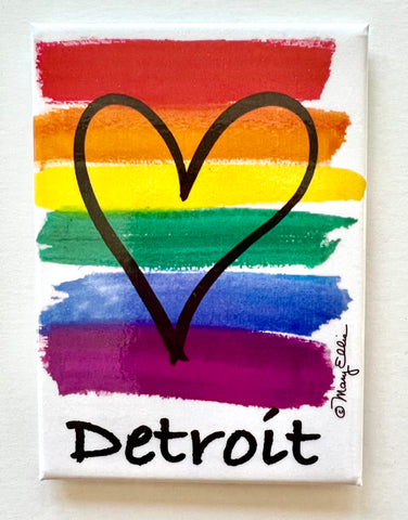 Detroit Rainbow Heart Magnet
