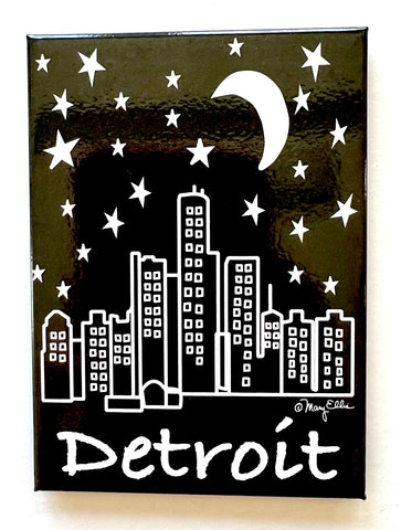 Detroit Night Skyline Magnet
