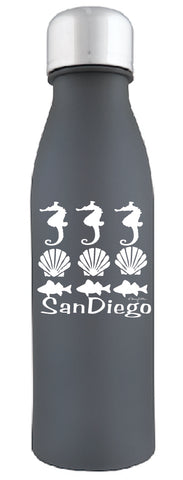 San Diego Seashore 24 Oz Soft Feel Grey Water Bottle