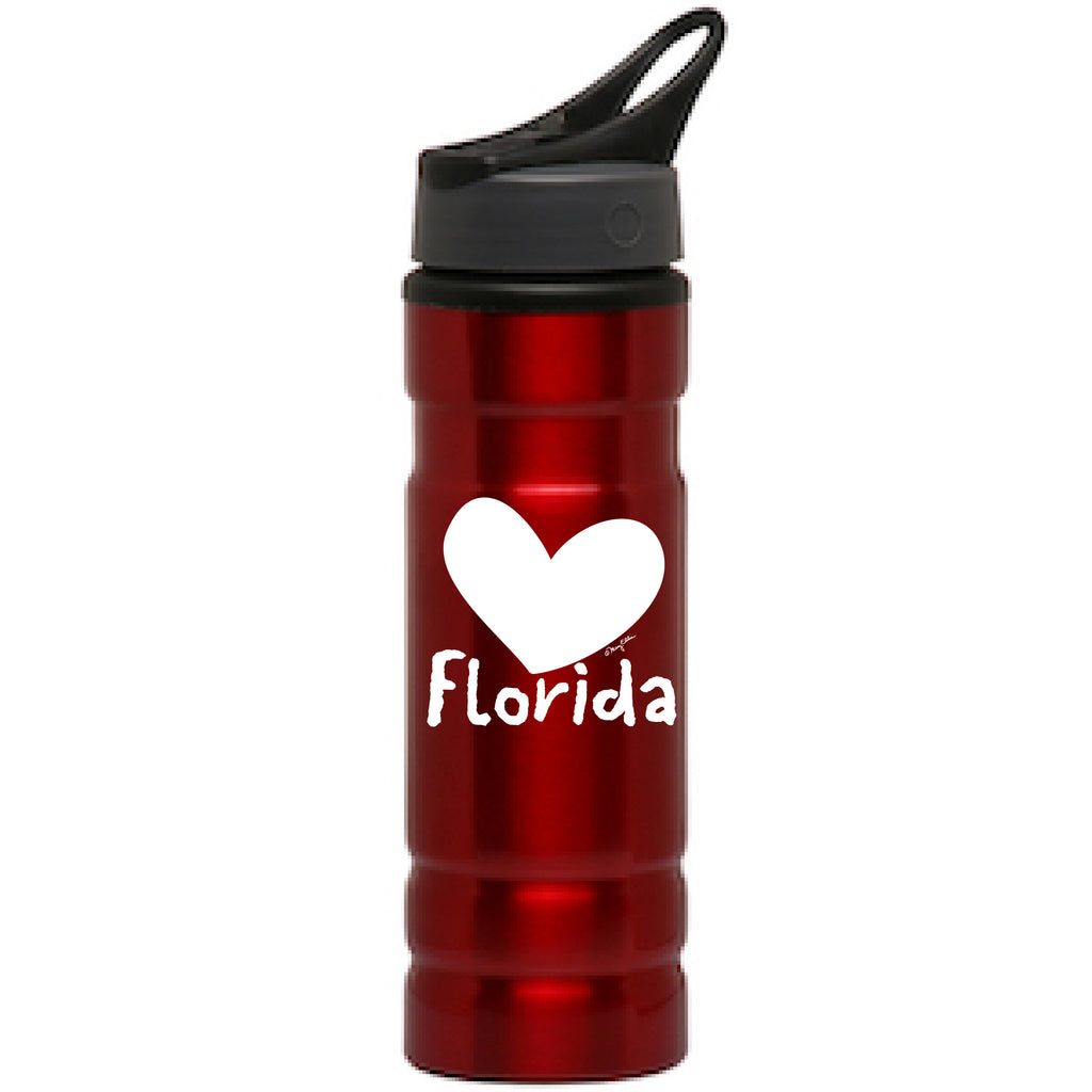 Florida Heart Red Aluminum Water Bottle