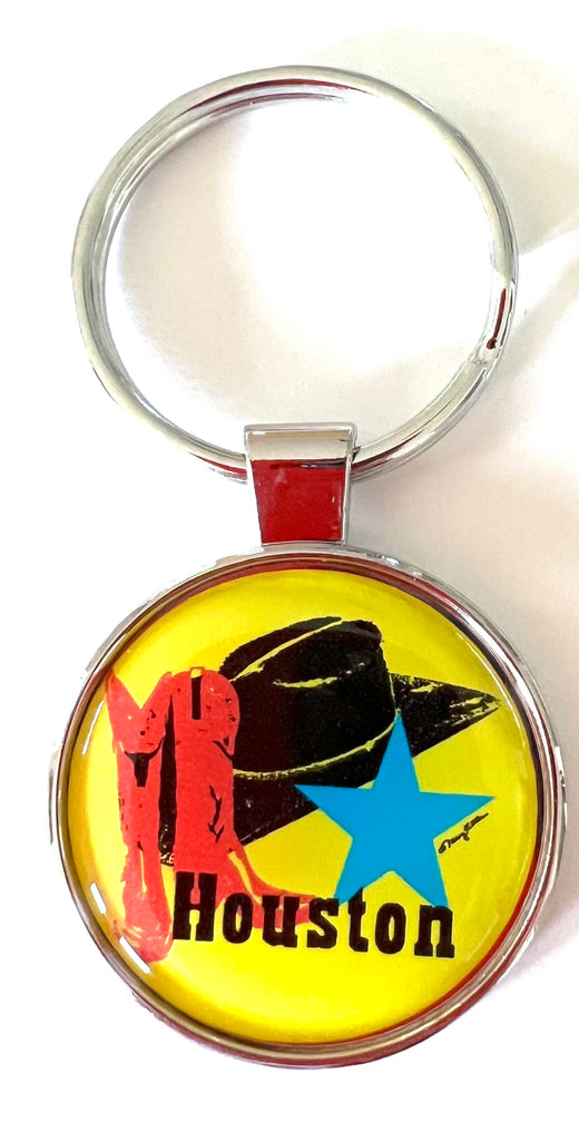 Houston Texas Keychain Boots Cowboy Hat