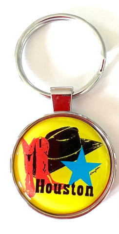 Houston Texas Keychain Boots Cowboy Hat