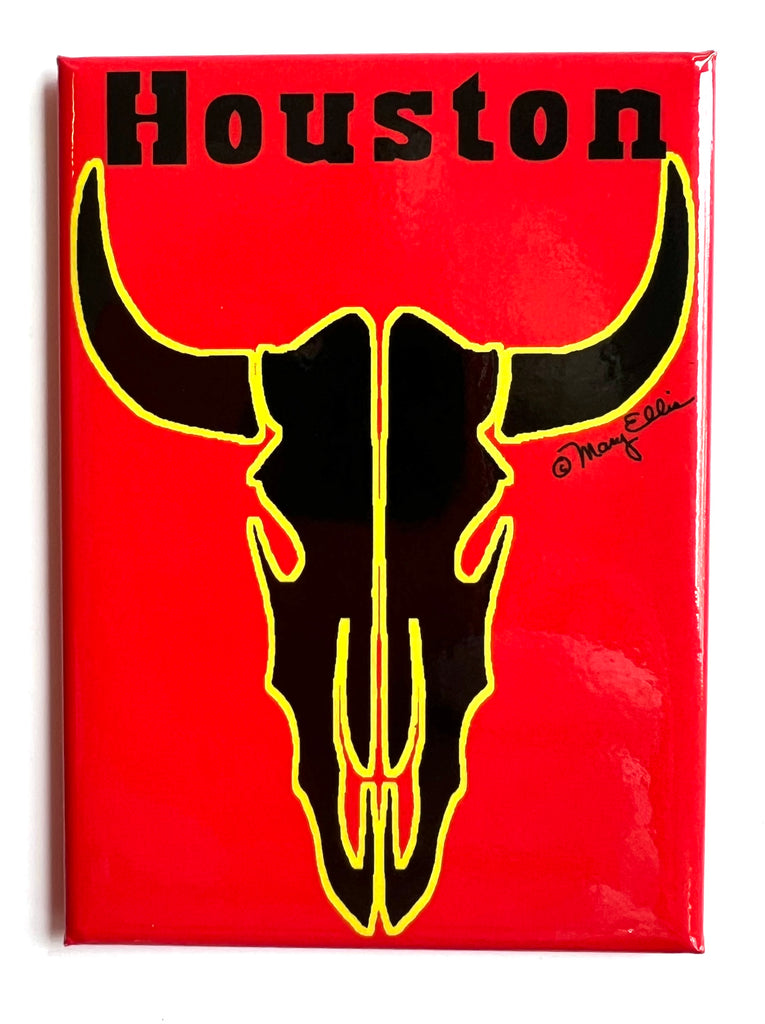 Houston Texas Magnet Longhorn Skull