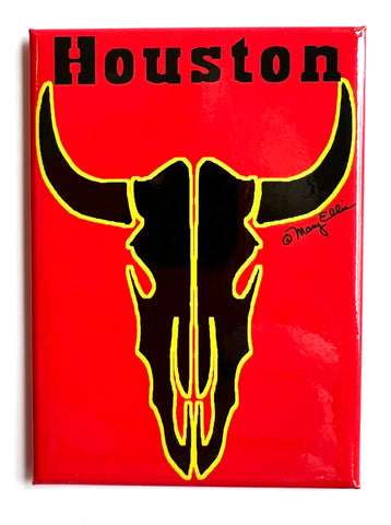 Houston Texas Magnet Longhorn Skull