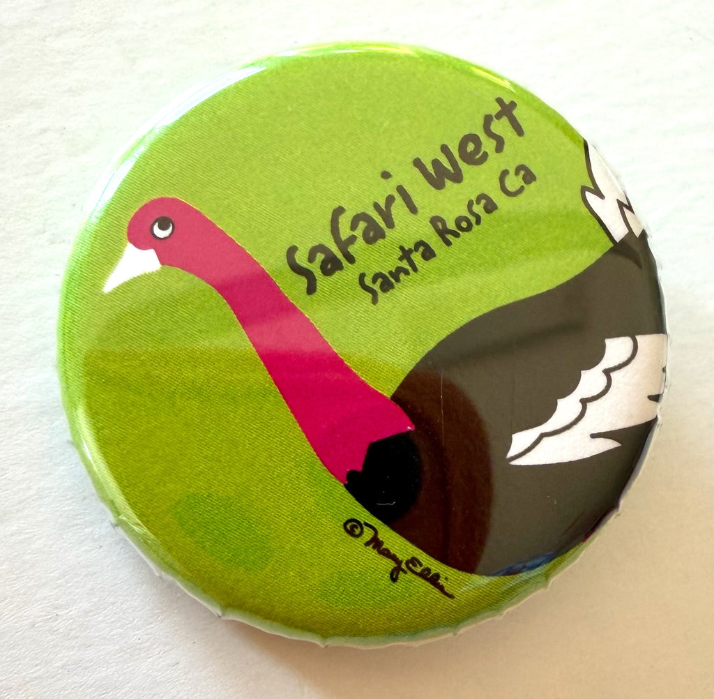 Ostrich Button Custom Zoo Animal Pin
