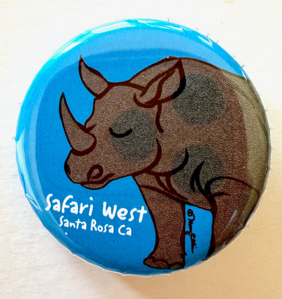 Rhinoceros Button Custom Zoo Animal Pin