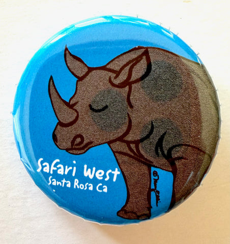 Rhinoceros Button Custom Zoo Animal Pin