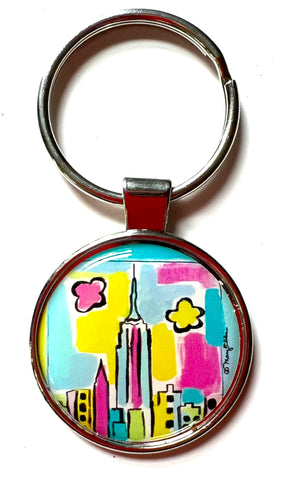 Abstract Skyline NY Dome Keychain