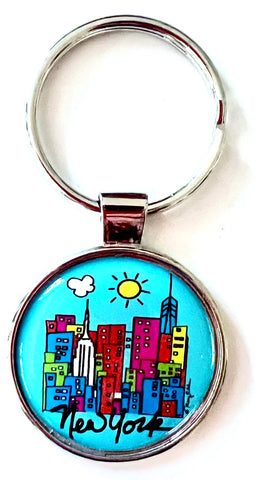 Daytime Skyline NY Dome Keychain