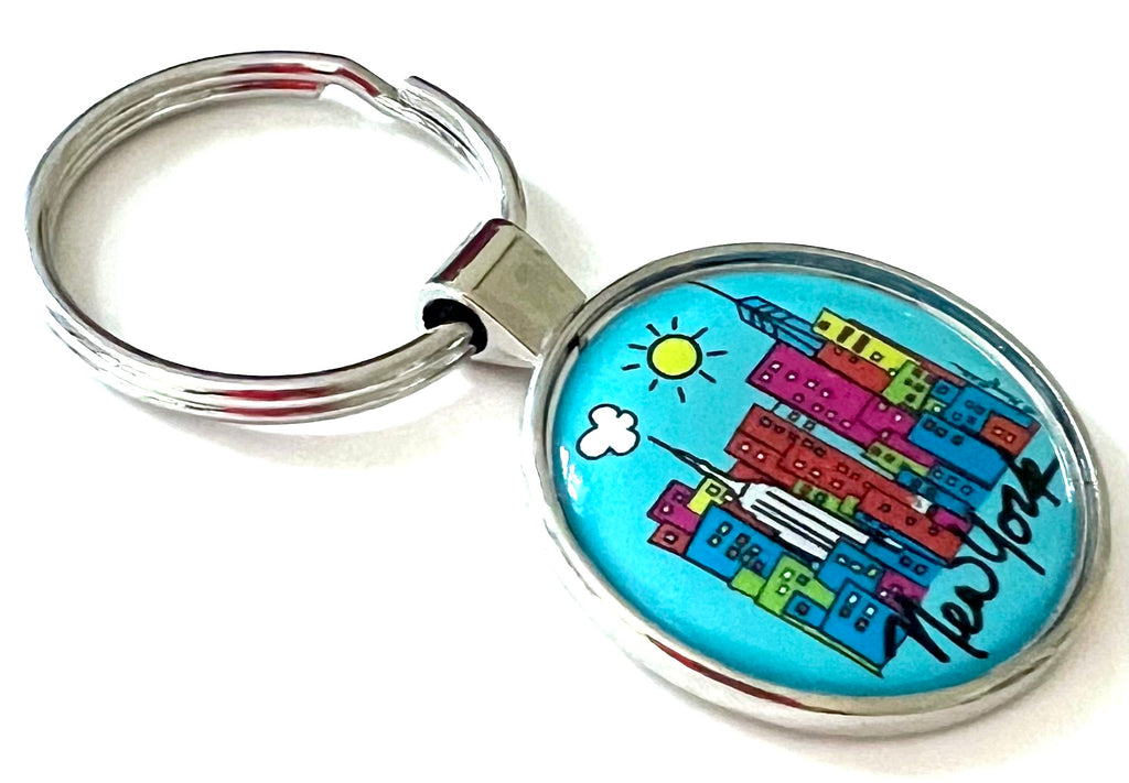 Daytime Skyline NY Dome Keychain