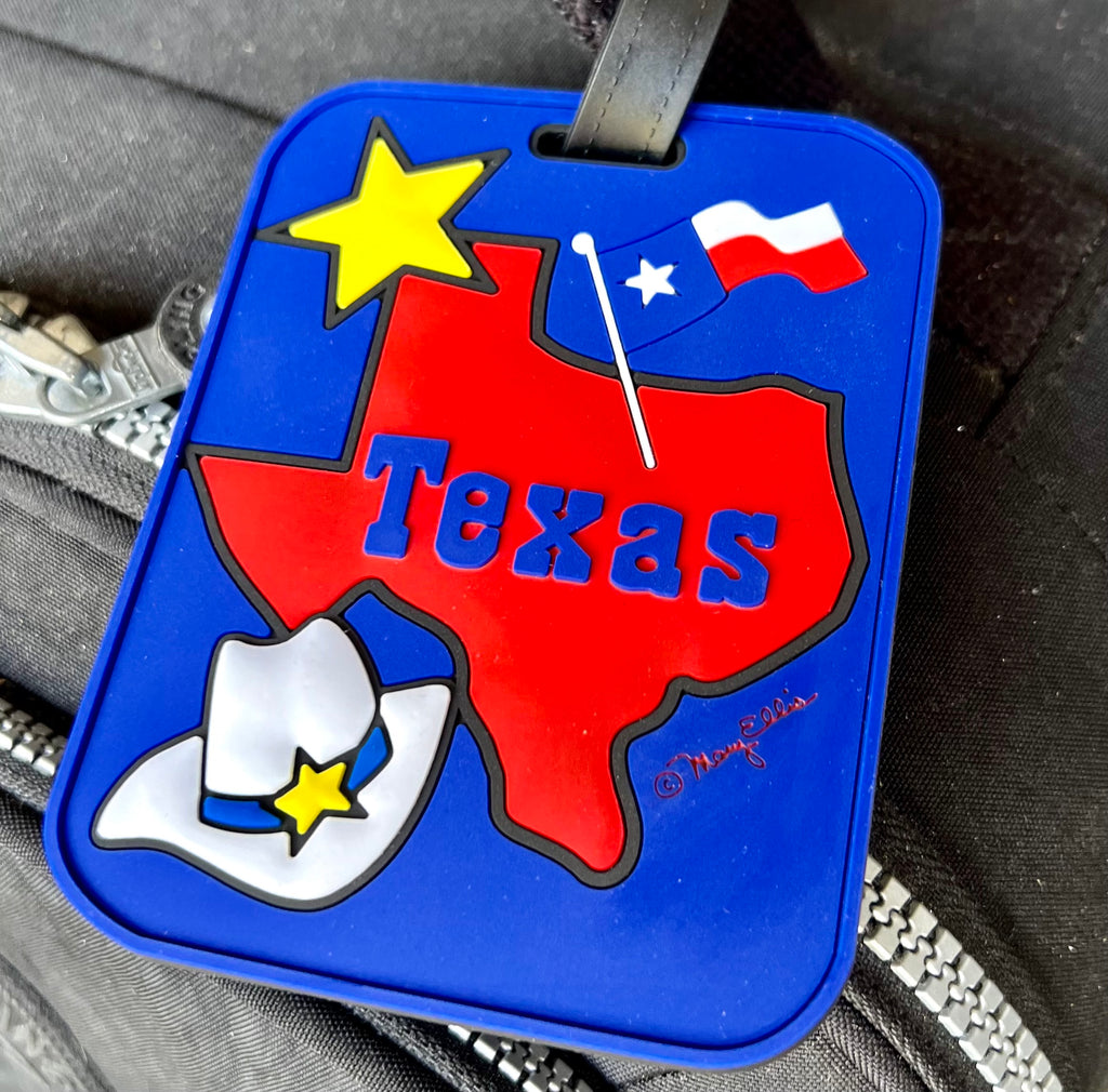 Texas Luggage Tag State Flag Cowboy Hat Star