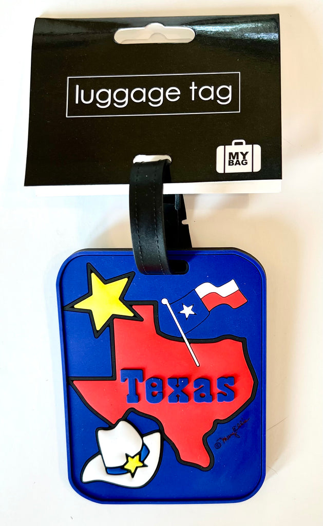 Texas Luggage Tag State Flag Cowboy Hat Star