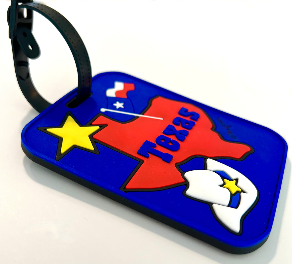 Texas Luggage Tag State Flag Cowboy Hat Star