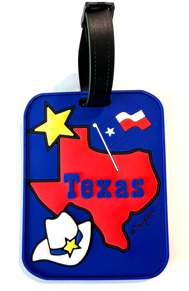 Texas Luggage Tag State Flag Cowboy Hat Star