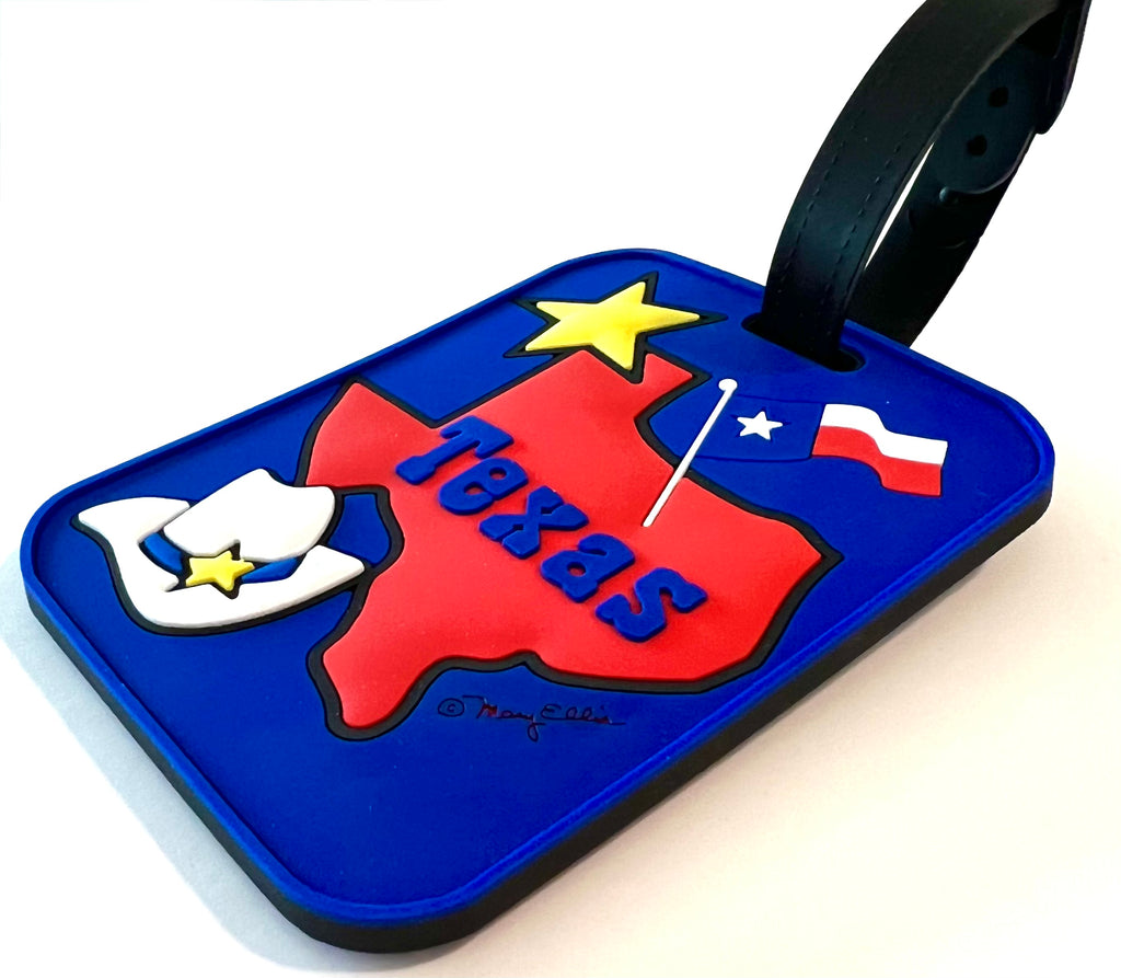 Texas Luggage Tag State Flag Cowboy Hat Star