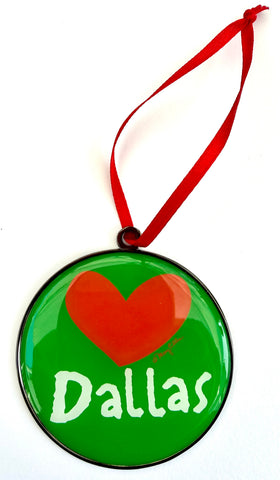 Dallas Texas Heart Christmas Ornament