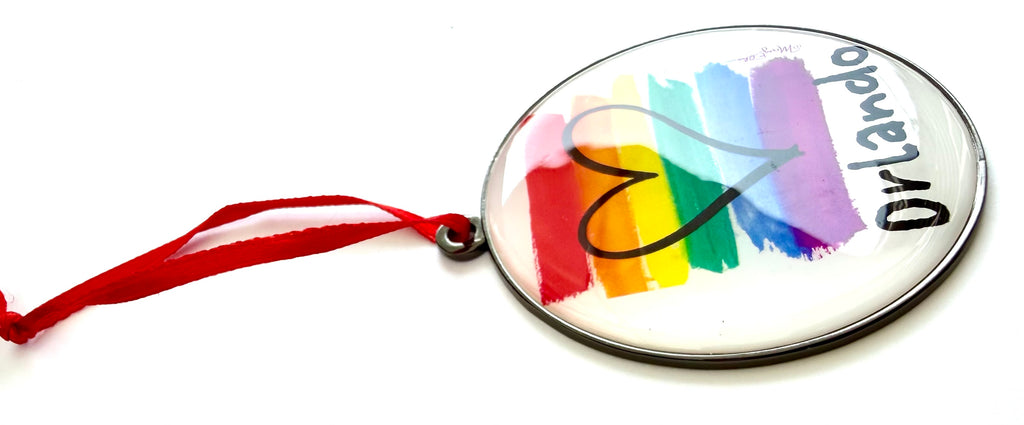 Orlando Florida Rainbow Pride Christmas Ornament