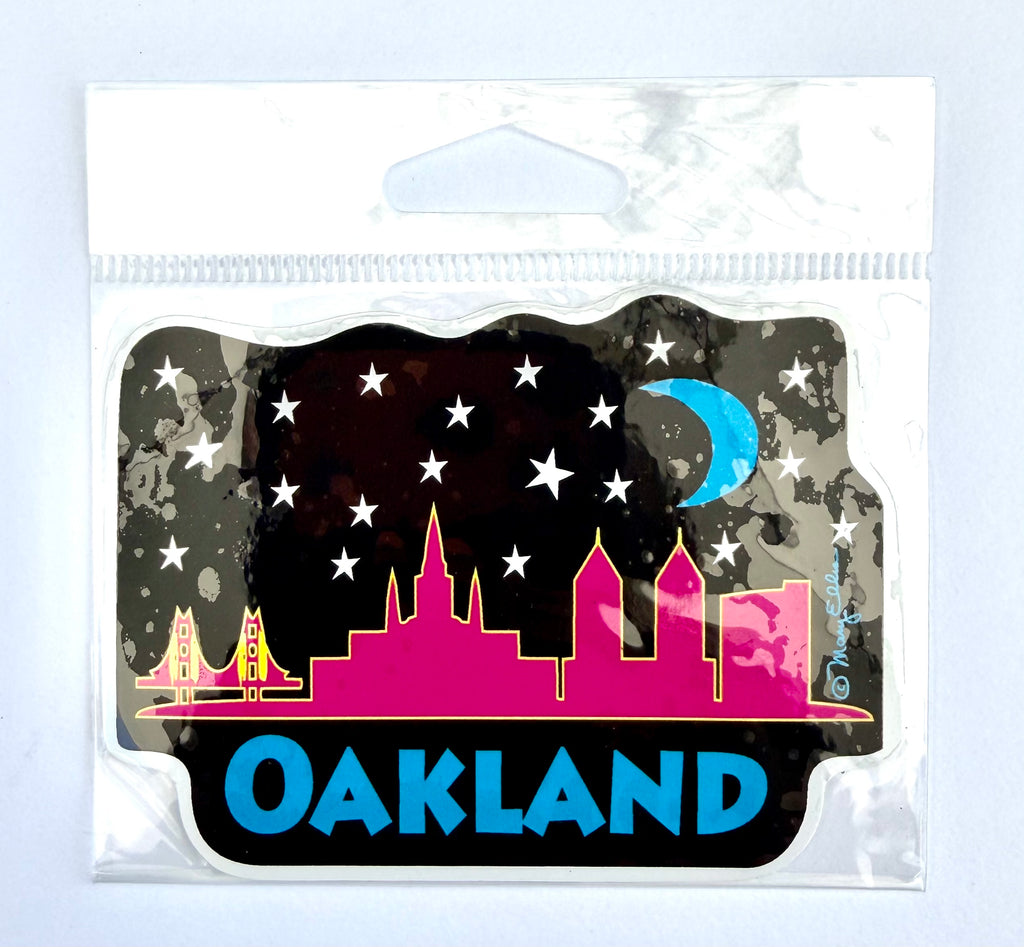 Oakland California Night Skyline Sticker