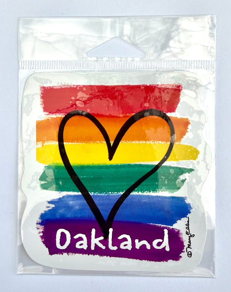 Oakland California Rainbow Heart Sticker