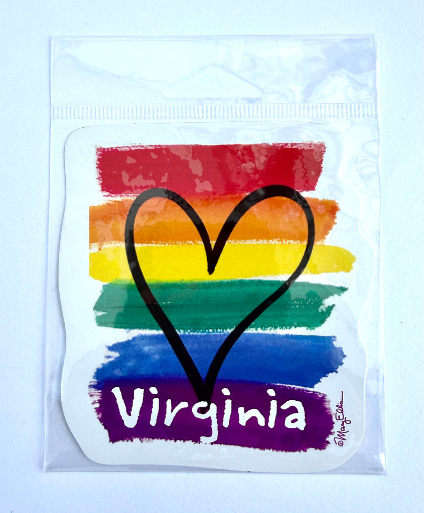 Virginia Rainbow Heart Sticker
