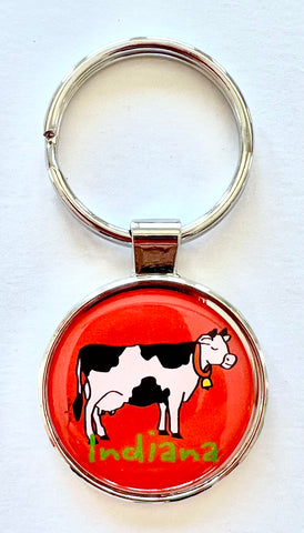Indiana Cow Keychain